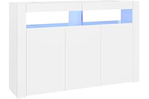 vidaXL Aparador con Luces LED Entrada Acento Pasillo Vestíbulo Recibidor Auxiliar Decoración Hogar Casa Escritorio Mueble Blanco 115,5x30x75 cm