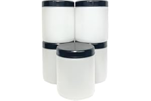 LABBOX KENZIUM - Confezione di 5 Barattoli | 750 ml | Bocca Larga | con Coperchio e Otturatore | HDPE | Traslucido