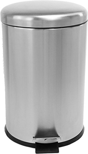 20 Liter Edelstahl Mülleimer, mattierter Tret- Abfalleimer mit abgerundetem Deckel - 8