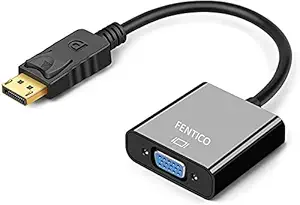 FENTICO DisplayPort to VGA Adapter, Gold-Plated Display Port to VGA Converter, DP to VGA Cord (Male to Female) Compatible with Computer, Desktop, Laptop, PC, Monitor, Projector, HDTV - 6 Inch