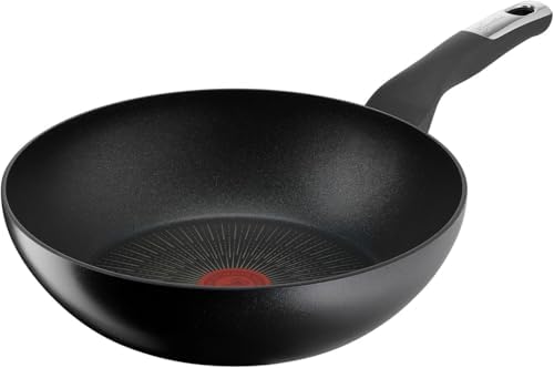 Lagostina Intensive Pro, Wok Antiaderente 28 cm, Rivestimento Titanio Antigraffio, Cottura Rapida e Uniforme, Tecnologia Thermo-Signal, Wok Adatto a Tutte le Fonti di Calore Inclusa Induzione