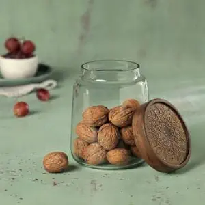 Clear Glass Jar With Metal Cladding Lid Large 12.75 cm x 12.75 cm x 15.25 cm CLEAR