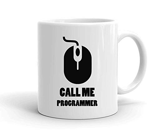 IDcommerce Call Me Programmer Computer Mouse Taza de cerámica Blanca para té y Café