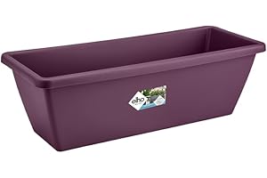 Elho Barcelona Balconnière 50 - Planteur pour Balcon & Extérieur - Plastique 100% recyclé - Ø 49.8 x H 16.0 cm - Violet/Mauve Érable