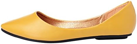 Verocara Women's Loafers Comfortable Pointed Toe Ballet Flat Shoes Yellow 3.5 UK