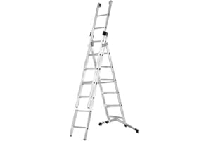 FACAL Echelle transformable aluminium 3 plans (dont 1 détachable) avec fonction rattrapage de niveau