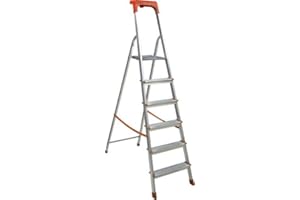 EAC Scala domestica in alluminio robusta,pratica e leggera max 150 Kg (7 Gradini)