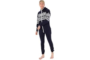 Juicy Trendz Herren-Onesies für Erwachsene – Warmer und stylischer Onesies mit Kapuze und Azteken-Print für Männer und Frauen, einteiliger Unisex-Pyjama-Overall