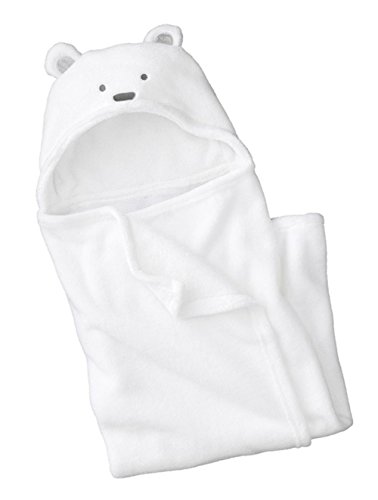 Baby Swaddle Wrap – Feelme Infant Toddler Animal Bathrobe Fleece Towel Blanket with Hooded for Bath Pool Beach Shower Gift - White Bear