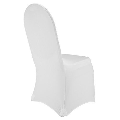 Stuhlhusse Stretch beinfrei mit Ausschnitt Arch, bügelfrei, Stuhlbezug für runde und eckige Lehne (Weiß) - 2