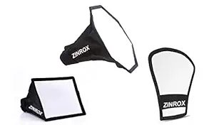 ZINROX Silver-White ' Made in India ' Diffusers Pack of Three (3) Pieces, 11-inch Collapsible Octagon, 15x18cm-mini softbox, and 1. Reflector for Camera Flash