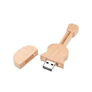 Docooler Wooden U Disk USB Flash Drive Portable U Disk Guitar Shaped Pen Drive Flash Memory Stick for PC Laptop Computer 16GB