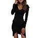 Produktbild Damen Kleid, Malloom Damen Damen Langarm tief V Casual Slim Cocktail Party Minikleid Druck Langarm Spitzenkleid lässig Kleid