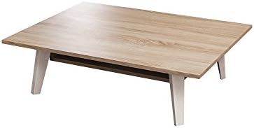 Symbiosis 2090A0300X00 Contemporains Table Basse M&eacute;lamine/H&ecirc;tre Laqu&eacute; Blanc Mat/Ch&ecirc;ne Naturel 89 x 67 x 28,2 cm