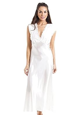Camille Longue chemise de nuit en satin - avec dentelle - ivoire 42/44