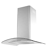 CIARRA Hotte Aspirante Cuisine 60cm Verre & Inox, 550 m³ / h, LED Lampe, Filtre à Charbon CBCF004