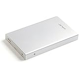 [Verbesserte Version, SATA III und UASP Unterstützung] JSVER Ultraschlankes Externes Festplattengehäuse aus Aluminium und Kunststoff USB 3.0 in Silber für 2,5 Zoll SATA-Festplatten HDD SSD