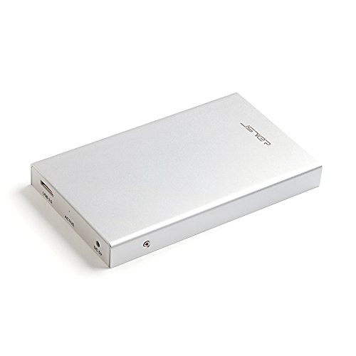 [Verbesserte Version, SATA III und UASP Unterstützung] JSVER Ultraschlankes Externes Festplattengehäuse aus Aluminium USB 3.0 in Silber für 2,5 Zoll SATA-Festplatten HDD SSD