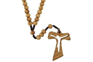 ROSARYBEADS Strong Wood Bead Rope Rosary. Tau Cross. Wood Rosary Beads. Rosary.