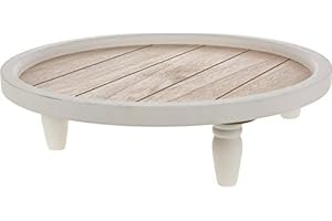 ‎SPETEBO Deko Kerzen Tablett weiß - Shabby Chic Holz Teller - Vintage Kerzenteller rund