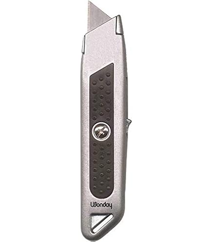 Ferrestock FSKTWC001 Couteau Cutter Céramique Auto-Rétractable Avec Câble Sécurité - Gris/Bleu