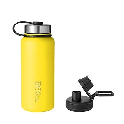 720°DGREE Bouteille Isotherme noLimit - 530ml, Jaune | Gourde en Acier Inoxydable d'eau, thé, café, jus, Boisson Chaud ou Froid | Premium de Isolée sous Vide + Gratis Sport Couvercle