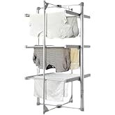 3 Tier Electric Clothes Airer - Deluxe Folding Heated Clothes Dryer | 220w Energy-efficient 24 Rails, 111cm Indoor Rack - Lig