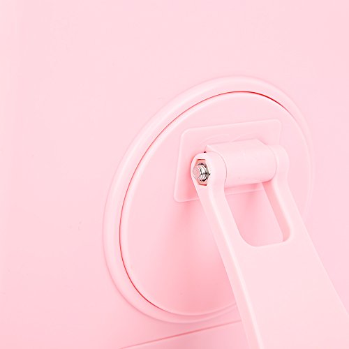 LED Beleuchtete Makeup Spiegel, Touch Screen Beleuchten Eitelkeitsspiegel mit Dimmbar 16 LED und Stütze, Kosmetische Arbeitsplatte Tischspiegel für Dressing, Rasieren (Rosa) - 3