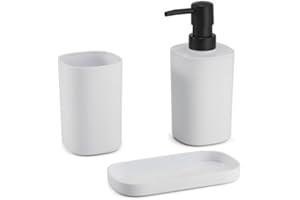 MSV Set di Accessori da Bagno Lona White da 3 Pezzi