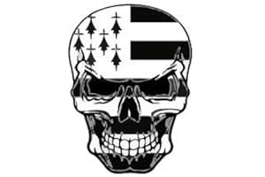 BEARN Autocollant tête de mort avec le drapeau breton 3 sticker - Taille : 8 cm