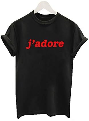 J Adore Red Retro Indie Hipster Ladies Unisex Slogan Celeb Tee T Shirt Top (XL, Black)