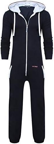 Oska Onesie Kids Youths Boys Unisex Original 1on1 Aztec Print Zip Up Onesie Hooded Jumpsuit Sleep Wear all in one Playsuit (Age 9/10, Plain Navy)