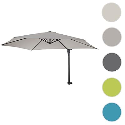Mendler Parasol de mur Casoria, parasol déporté pour balcon ou terrasse, 3m inclinable ~ sable