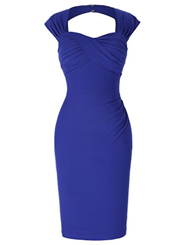 Mujeres Esbelto Elegante Vestidos Lápices Sin Mangas Color Azul Zafiro Talla 6 BP155-5