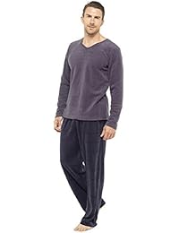 Pijama para hombre con parte de arriba cálida y pantalón de franela, ropa de estar por casa