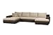 Produktbild Cavadore Wohnlandschaft Leriot / Sofa in U-Form mit Strukturstoff / Longchair rechts oder links montierbar / Inkl. Zier- und Rückenkissen / Größe: 365 x 86 x 200 cm (BxHxT) / Braun - Hellbraun