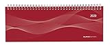 Tisch-Querkalender Profi rot 2020 - Bürokalender - Tischkalender (30 x 10,5) - 1 Woche 2 Seiten - Ringbindung - Terminplaner by