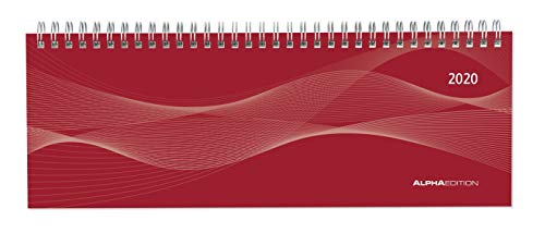 Tisch-Querkalender Profi rot 2020 - Bürokalender - Tischkalender (30 x 10,5) - 1 Woche 2 Seiten - Ringbindung - Terminplaner