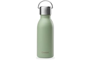 Qwetch - Bouteille Isotherme Active Vert Tilleul 350ml - Gourde avec Anse Inox Recyclé - 24h Froid et 12h Chaud - Etanche & Compacte