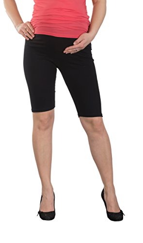 Jandaz Standard or Winter Full Length Cropped Short Maternity Leggings Over Bump 95% Cotton Wide Range Of Colours (Small, Short Black)