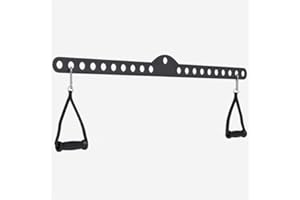 GORILLA SPORTS® Barre Tirage Lat - avec 2 Poignées, Mousqueton, Réglable, 60/75/100cm - Triceps Biceps, Machine à Câble, Traction, Musculation, Entraînement, Fitness, Gym