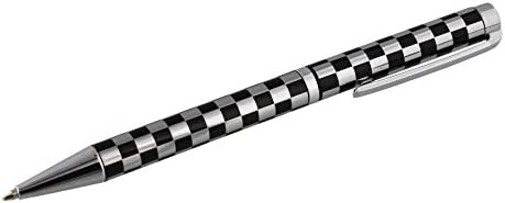 Harvey Makin Black &amp; Stainless Steel Checker Design Ballpoint Pen in a Gift Box - A Wonderful Gift For That Special Person (HM623)