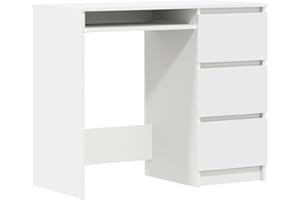 vidaXL Escritorio de Ordenador Despacho Ejecutivo Oficina Estudio Robusto Estable Simple Madera Contrachapada Blanco 90x45x76 cm