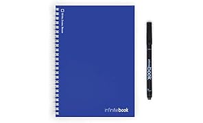 InfiniteBook - La lavagna in formato quaderno, formato A5 fogli lisci e penna inclusa, colore copertina blu