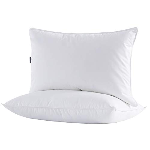 puredown Almohadas Blancas, Cubierta de algodón, Tamaño estándar de firmeza Media, Juego de 2