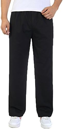 Men's Cotton Cargo Elastic Waist Loose-Fit Leisure Work Pants Black XL
