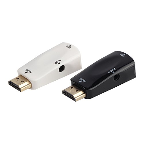 LESHP HDMI zu VGA Adapter, Mann zum weiblichen Konverter-Kasten-Adapter mit 3.5mm AV Audiokabel für PC HDTV (Schwarz) - 7