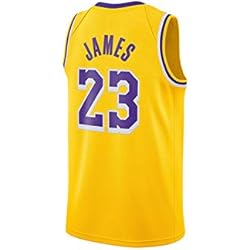 WELETION Los Angeles Lakers Jersey 23# Lebron James Male Baloncesto Ropa (M, Amarillo)