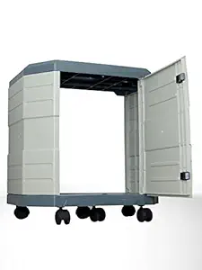 Tovokart Premium Inverter Trolley with Door for Tall Tubular Battery, Inverter, ups for Home and Office (6 Wheels Support) (Grey & Off White)