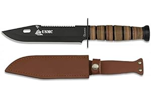MARTINEZ ALBAINOX AB Cuchillo USMC Hoja 18 cm para Caza, Pesca, Camping, Outdoor, Supervivencia y Bushcraft Albainox 32424 + Portabotellas de regalo